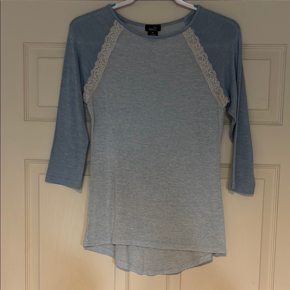 Rue21 Blue Lace Trim Women's Top